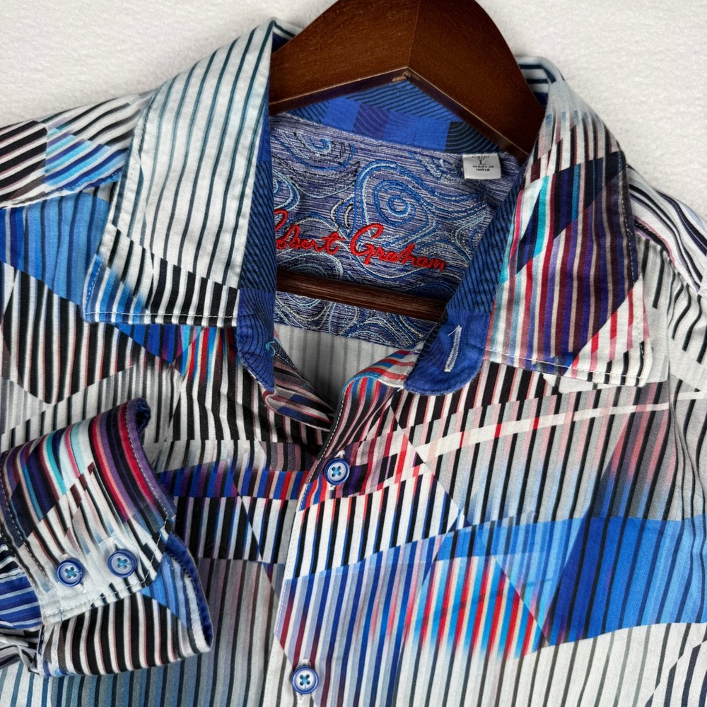 Robert Graham Mens Large Classic Fit Geometric Abstract Print Button Down Shirt